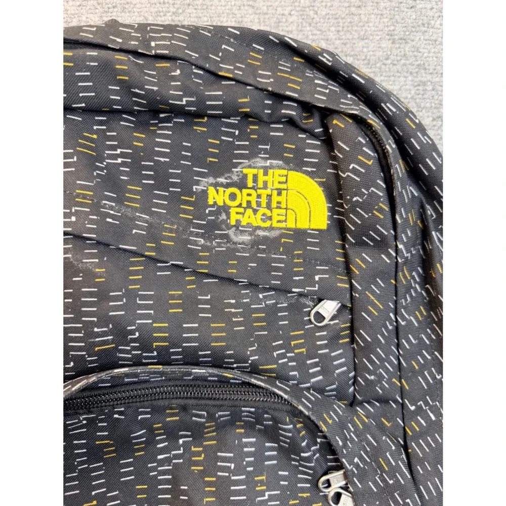The North Face Wise Guy Backpack Black Yellow Pattern School Hiking Bag Daypack